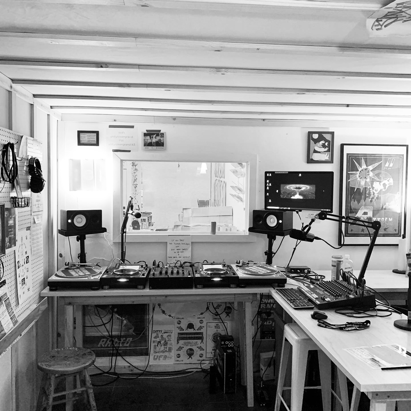The Lower Grand Radio studio in Oakland, CA.